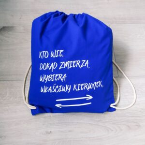 Worek " Kto wie dokąd zmierza...- granatowy/amarantowy